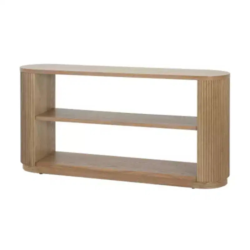 58.9 Table console d'entrée moderne, table de canapé mince avec étagère ouverte, table de couloir finition grain de bois pour salon - Panipeachy
