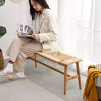 Banc tressé en chêne naturel EHMKNP : assise polyvalente pour la salle à manger, la chambre et au-delà