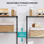 Étagères de rangement en acier noir à 4 niveaux, fil utilitaire robuste, organisateur de rack, maison, 453,6 kg, 33 cm P x 60 cm L x 135,6 cm H