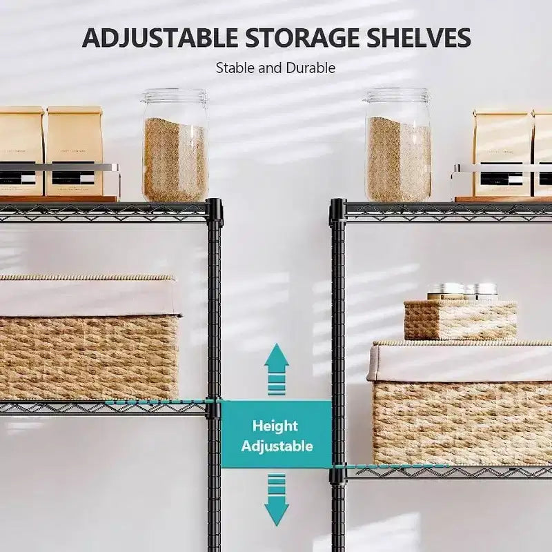Étagères de rangement en acier noir à 4 niveaux, fil utilitaire robuste, organisateur de rack, maison, 453,6 kg, 33 cm P x 60 cm L x 135,6 cm H