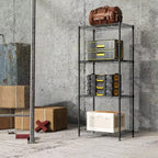 Étagères de rangement en acier noir à 4 niveaux, fil utilitaire robuste, organisateur de rack, maison, 453,6 kg, 33 cm P x 60 cm L x 135,6 cm H