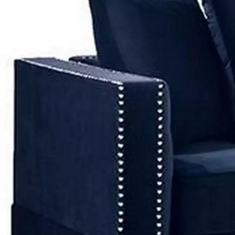 Chaise longue réversible Royal Hampton 58 po avec accoudoir, 2 coussins, garniture cloutée, indigo
