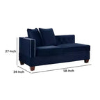 Chaise longue réversible Royal Hampton 58 po avec accoudoir, 2 coussins, garniture cloutée, indigo
