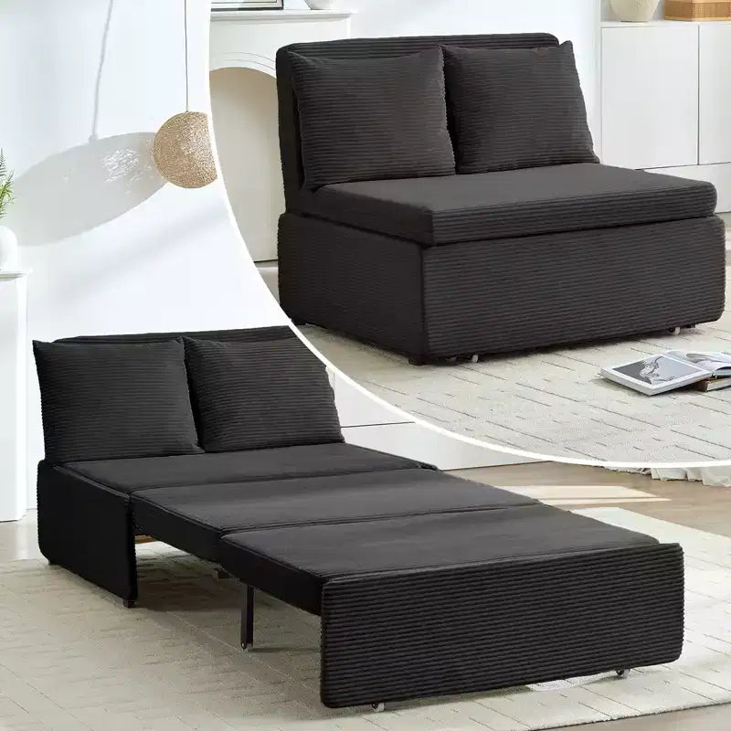 Canapé-lit Mjkone Twin, Tissu Côtelé Canapé Convertible 2 en 1 avec Coussins
