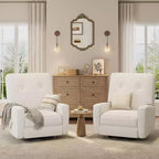Fauteuil inclinable surdimensionné Acekool avec fonction pivotante et basculante, lin, fauteuil inclinable et coulissant à 360° pour salon, chambre