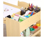 Ensemble bureau et chaise pour enfants, bureau d'art en bois avec rouleau de papier, pots de peinture et étagères de rangement, table d'activités créatives 2 en 1 pour dessiner, peindre et écrire