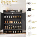 Meuble à chaussures en rotin, organisateur de rangement de chaussures en bois de style bohème avec étagères réglables pour entrée, couloir