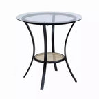 Ensemble de 3 tables d'appoint et de chaises Col, pieds noirs, plateau en verre, siège rembourré - BM337289