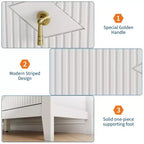 Commode cannelée à 6 tiroirs pour chambre à coucher, commode moderne de 137 cm de large avec poignées en métal, organisateur de commode en bois