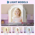Coiffeuse et Tabouret pour Enfants 2 en 1 GustoWave avec Miroir, Étagère et Ensemble de Maquillage