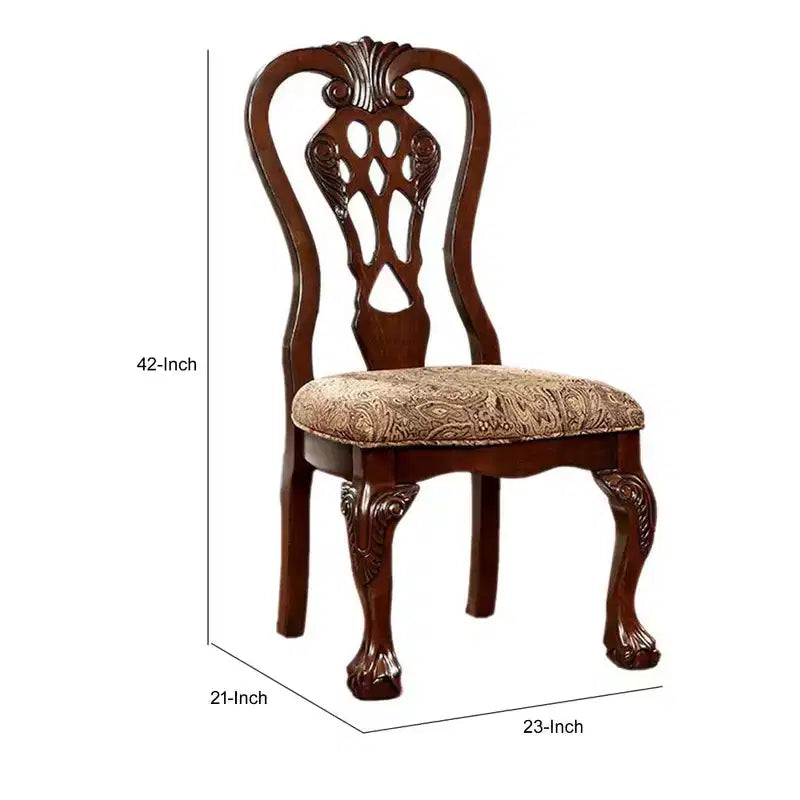 Chaise d'appoint traditionnelle Royal Hampton avec tissu, finition cerise brune, lot de 2