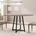 Table à manger ronde de 47 po pour 4 personnes - Table de cuisine moderne de style ferme avec pieds en métal, table à manger ronde en bois pour salle à manger, cuisine, salon