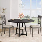Table à manger ronde de 47 po pour 4 personnes - Table de cuisine moderne de style ferme avec pieds en métal, table à manger ronde en bois pour salle à manger, cuisine, salon