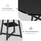 Table à manger ronde de 47 po pour 4 personnes - Table de cuisine moderne de style ferme avec pieds en métal, table à manger ronde en bois pour salle à manger, cuisine, salon