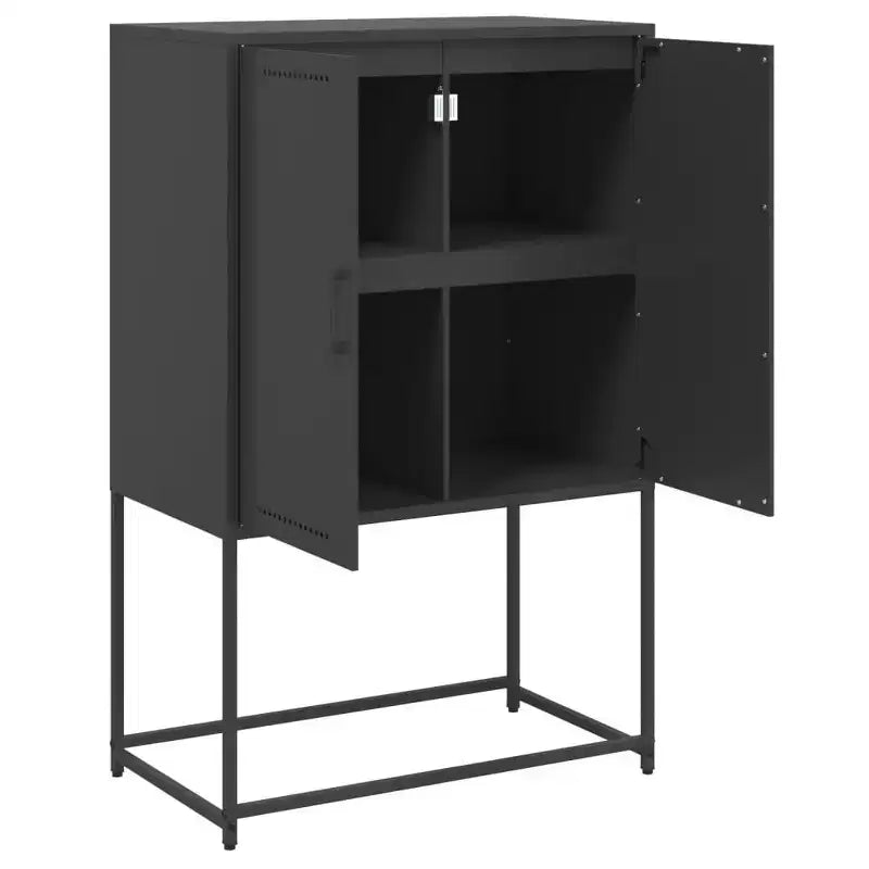 vidaXL Meuble haut noir Acier Meuble haut moyen Rectangulaire Industriel