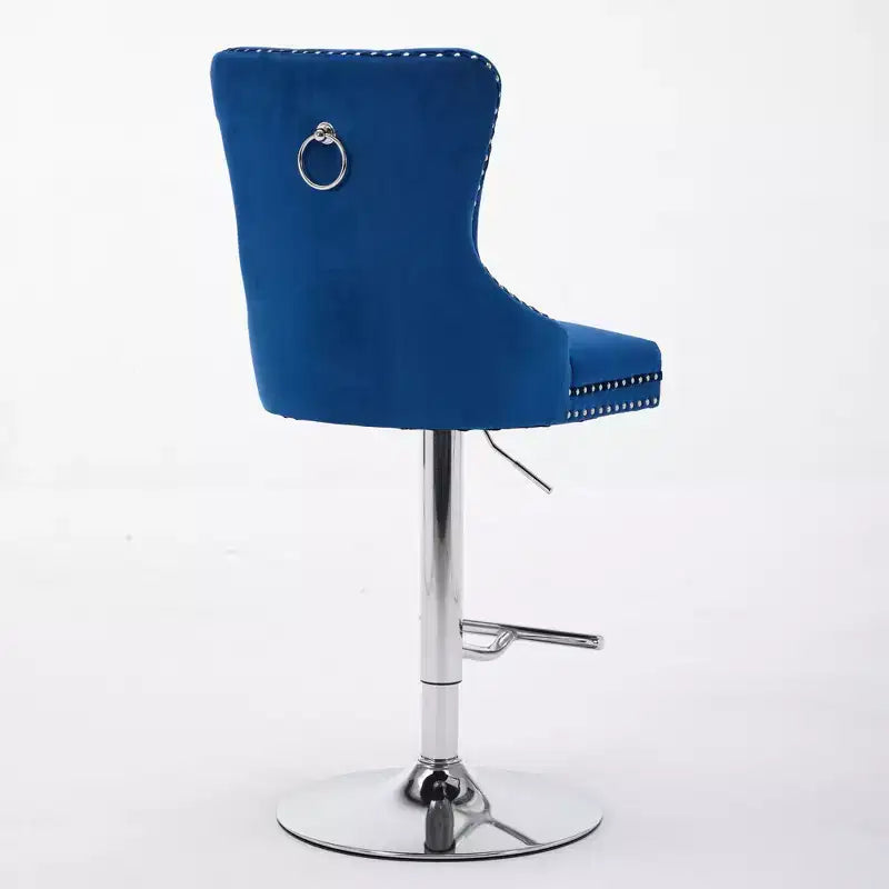 Lot de 2 tabourets de bar pivotants Okak, hauteur réglable de 63,5 à 83,8 cm, en velours avec capitonnage en losange et assise à ressorts, pour bar à domicile, îlot de cuisine