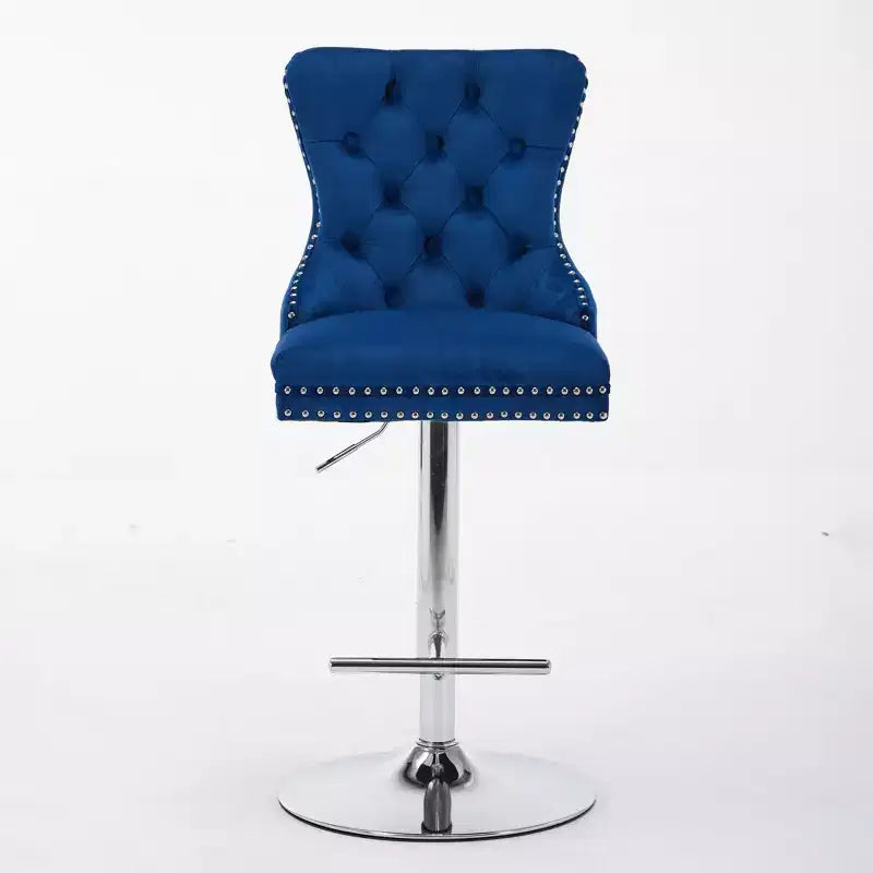 Lot de 2 tabourets de bar pivotants Okak, hauteur réglable de 63,5 à 83,8 cm, en velours avec capitonnage en losange et assise à ressorts, pour bar à domicile, îlot de cuisine