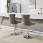 Lot de 2 tabourets de bar pivotants Okak, hauteur réglable de 63,5 à 83,8 cm, en velours avec capitonnage en losange et assise à ressorts, pour bar à domicile, îlot de cuisine