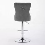Lot de 2 tabourets de bar pivotants Okak, hauteur réglable de 63,5 à 83,8 cm, en velours avec capitonnage en losange et assise à ressorts, pour bar à domicile, îlot de cuisine