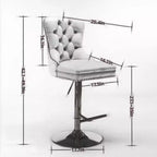 Lot de 2 tabourets de bar pivotants Okak, hauteur réglable de 63,5 à 83,8 cm, en velours avec capitonnage en losange et assise à ressorts, pour bar à domicile, îlot de cuisine