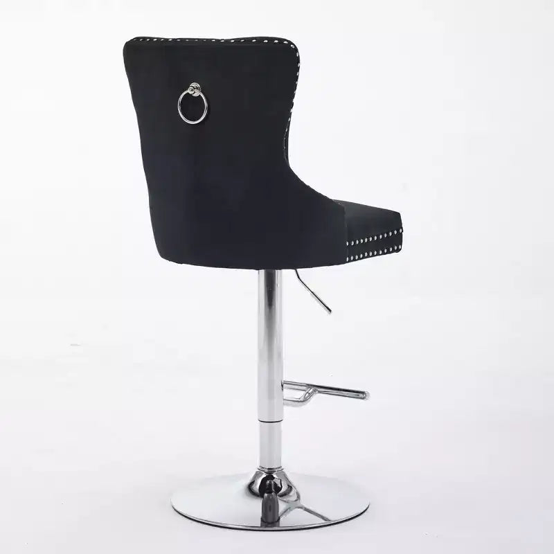 Lot de 2 tabourets de bar pivotants Okak, hauteur réglable de 63,5 à 83,8 cm, en velours avec capitonnage en losange et assise à ressorts, pour bar à domicile, îlot de cuisine