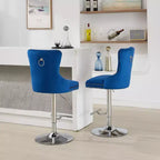 Lot de 2 tabourets de bar pivotants Okak, hauteur réglable de 63,5 à 83,8 cm, en velours avec capitonnage en losange et assise à ressorts, pour bar à domicile, îlot de cuisine