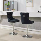 Okak Swivel Bar Stools Set of 2, Adjustable 25-33 Inch Velvet Barstools with Tufted Diamond Pleating&Spring Seat, for Home Pub, Kitchen Island