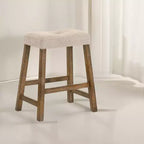 Lot de 2 tabourets de comptoir Okak 25 pouces, tabourets de bar rustiques sans dossier avec assise en cuir et finition vieillie, sièges de ferme peu encombrants