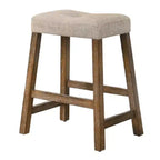 Lot de 2 tabourets de comptoir Okak 25 pouces, tabourets de bar rustiques sans dossier avec assise en cuir et finition vieillie, sièges de ferme peu encombrants