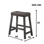 Lot de 2 tabourets de comptoir Okak 25 pouces, tabourets de bar rustiques sans dossier avec assise en cuir et finition vieillie, sièges de ferme peu encombrants