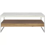 Aurelian Coffee Table - COF7016A - White Marble/Natural - Safavieh