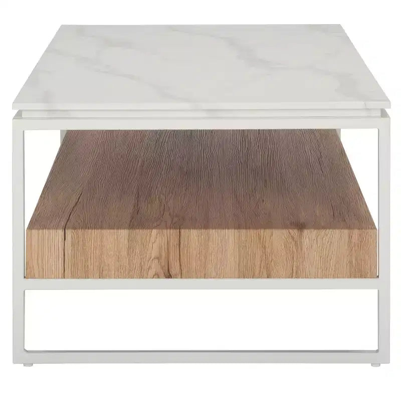 Table basse Aurélien - COF7016A - Marbre blanc/Naturel - Safavieh