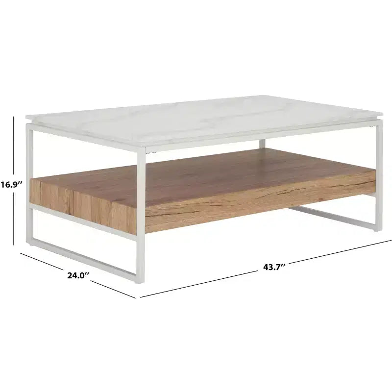 Table basse Aurélien - COF7016A - Marbre blanc/Naturel - Safavieh