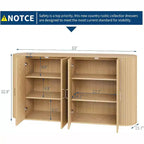 Buffet de 63 pouces, design moderne avec façades cannelées, étagères réglables et pieds en bois durable, console à café finition chêne pour salon et cuisine