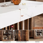 Table de bar longue de 63 pouces, table de pub à hauteur de comptoir avec 2 étagères de rangement, unité de bar de petit-déjeuner moderne pour salon, salle à manger, bistrot