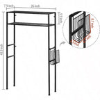 2 étagères de rangement à poser au-dessus des toilettes, étagère de salle de bain en métal, étagère de rangement autoportante au-dessus des toilettes avec 1 porte-revues