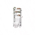 Over Toilet Storage 3 Tier Heavy Duty Metal Bathroom Organizer Freestanding Space Saver with Wide Shelves Towels Toilet Paper Black