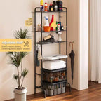 Étagère de rangement WC 3 niveaux en métal robuste pour salle de bain, organiseur autoportant avec étagères larges pour serviettes, papier toilette, noir