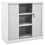 vidaXL Meuble de Rangement à Portes Coulissantes Acier Blanc Meuble à Portes Coulissantes Moyen