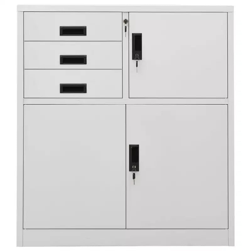 vidaXL Meuble de rangement classeur de bureau avec serrure pour bureau à domicile Acier - Gris clair Sans jardinière