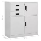 vidaXL Meuble de rangement classeur de bureau avec serrure pour bureau à domicile Acier - Gris clair Sans jardinière