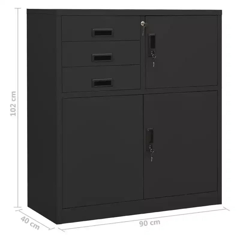 vidaXL Meuble de rangement classeur de bureau avec serrure pour bureau à domicile Acier - Gris clair Sans jardinière