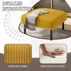 TUYOHW Petit Pouf sur Pieds, Repose-Pieds en Velours Côtelé de 56 cm, Capacité de 200 kg, Tabouret Rembourré Carré pour Salon, Chambre, Entrée