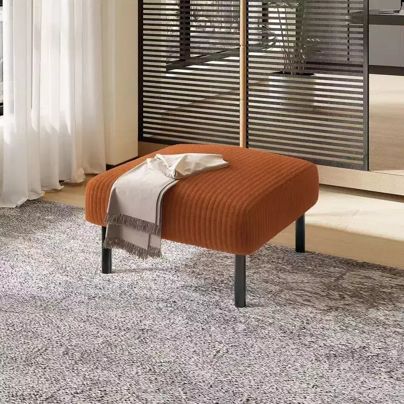 TUYOHW Petit Pouf sur Pieds, Repose-Pieds en Velours Côtelé de 56 cm, Capacité de 200 kg, Tabouret Rembourré Carré pour Salon, Chambre, Entrée