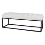 TUYOHW Banc capitonné en cuir PU de 54 pouces avec base en métal, banc d'entrée moderne pour chambre à coucher et salon