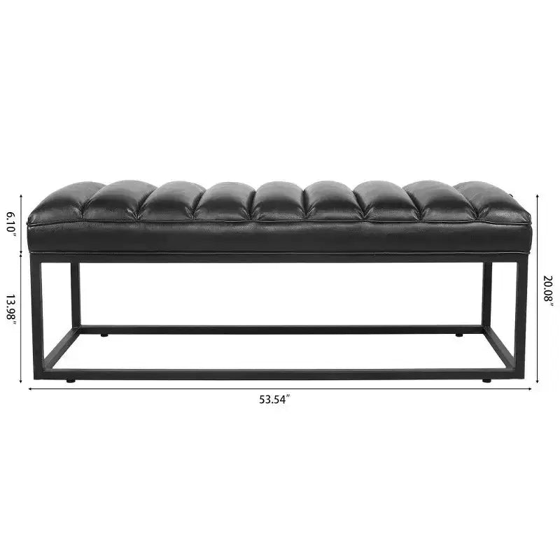 TUYOHW Banc capitonné en cuir PU de 54 pouces avec base en métal, banc d'entrée moderne pour chambre à coucher et salon