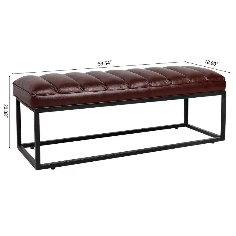TUYOHW Banc capitonné en cuir PU de 54 pouces avec base en métal, banc d'entrée moderne pour chambre à coucher et salon