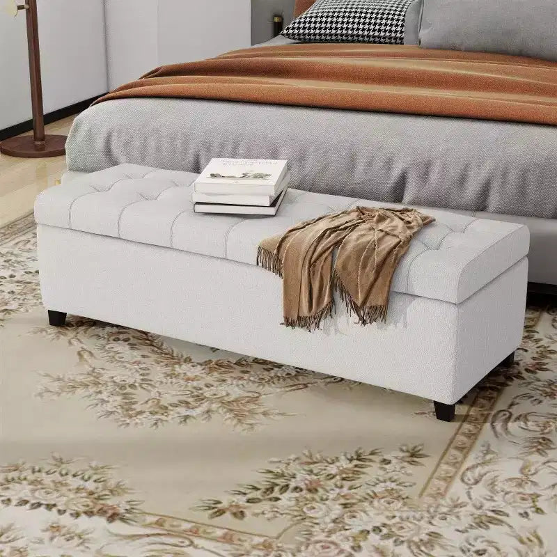 TUYOHW 50.75 Banc de Rangement Ottoman, Banc Ottoman Rembourré pour Pied de Lit avec Compartiment de Rangement Caché, Ottoman pour Salon, Entrée