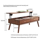 GDFStudio Michael Bureau en bois massif, table basse relevable avec deux tiroirs et compartiment caché