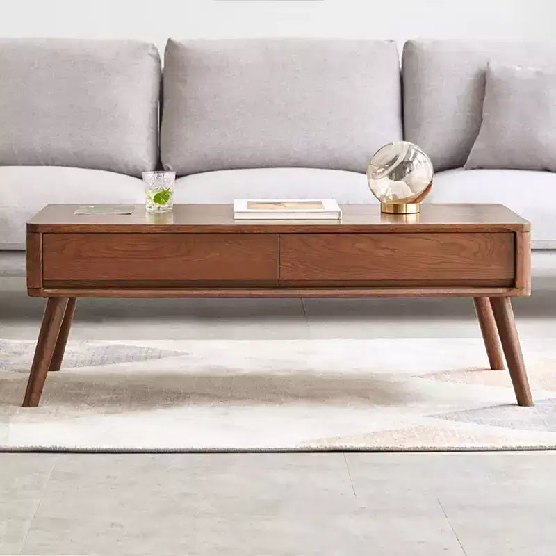 GDFStudio Michael Bureau en bois massif, table basse relevable avec deux tiroirs et compartiment caché